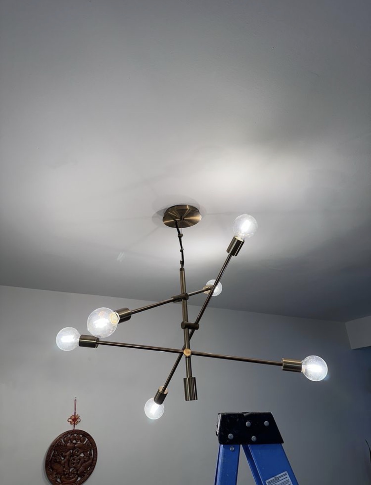 Modern brass sputnik ceiling light fixture installed by JEM Electrical